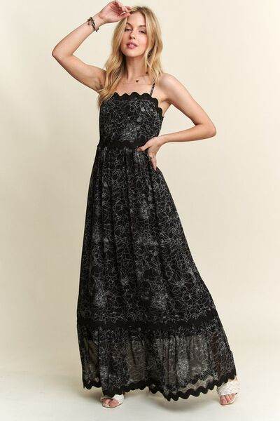 ADORA Floral Adjustable Strap Maxi Cami Dress - Hovatok