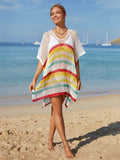 Angel Wings Cutout Striped Cover-Up with Tassel - Hovatok