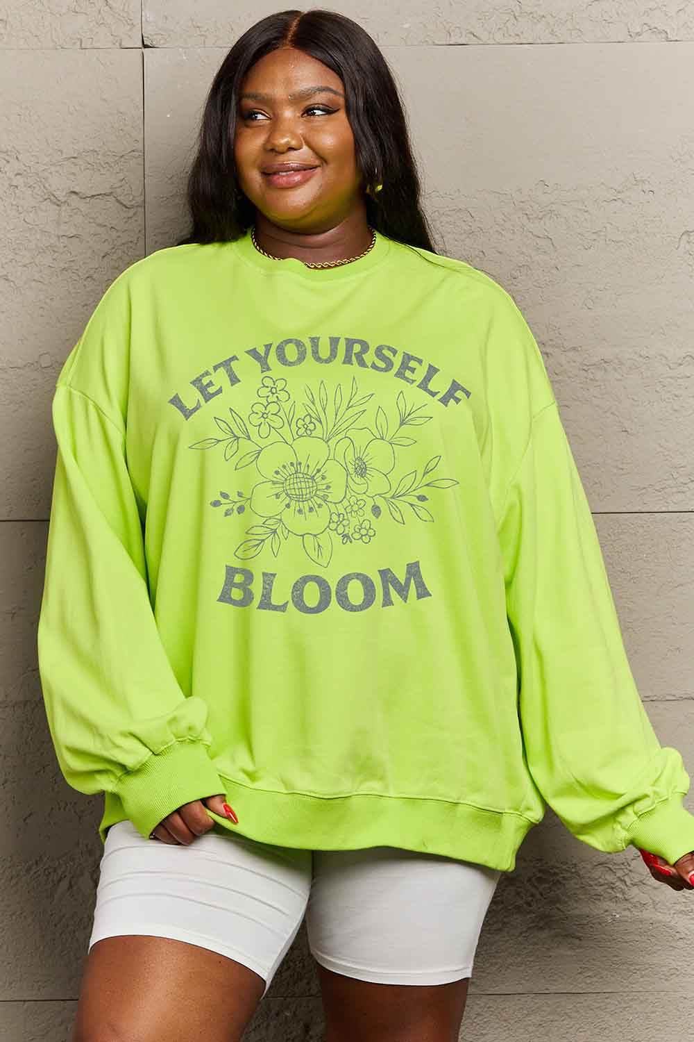 Simply Love Simply Love Full Size LET YOURSELF BLOOM Graphic Sweatshirt - Hovatok