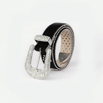 PU Leather Inlaid Rhinestone Belt - Hovatok