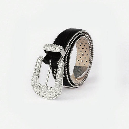 PU Leather Inlaid Rhinestone Belt - Hovatok