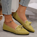 knitted Slip-On Flats with Bow - Hovatok
