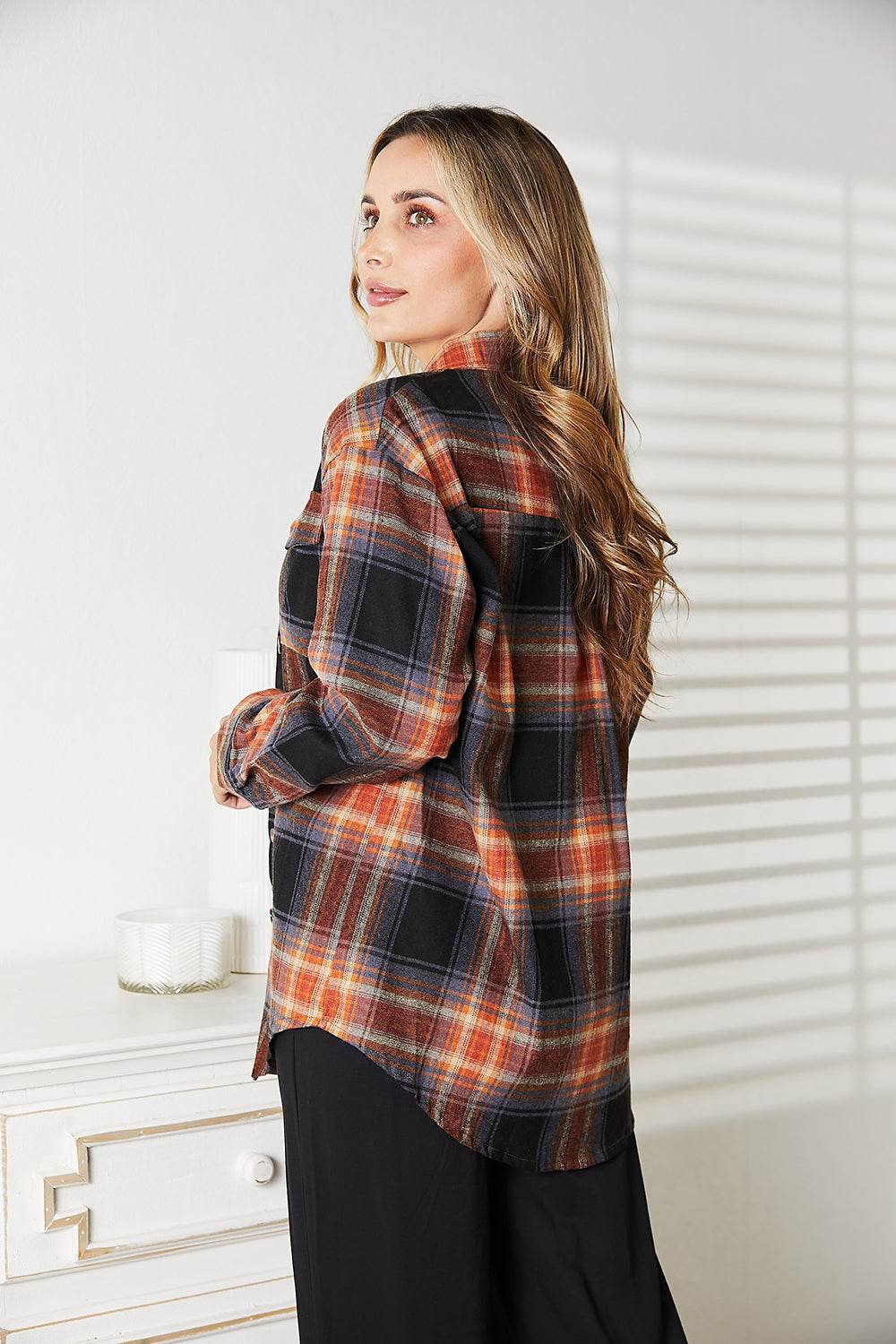 Mandy Plaid Dropped Shoulder Shirt - Hovatok
