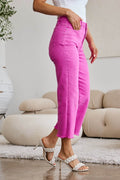RFM Crop Chloe Full Size Tummy Control High Waist Raw Hem Jeans - Hovatok