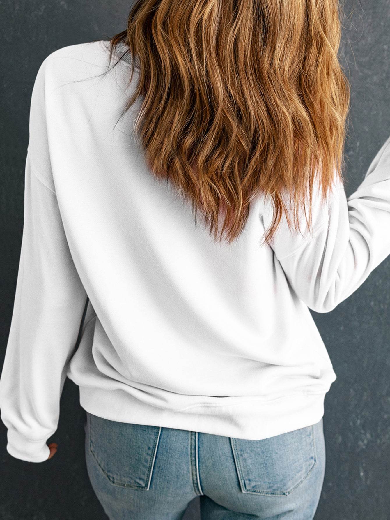 I'M BACK Round Neck Dropped Shoulder Sweatshirt - Hovatok