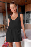 Full Size Scoop Neck Tie Shoulder Romper - Hovatok