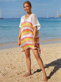 Angel Wings Cutout Striped Cover-Up with Tassel - Hovatok