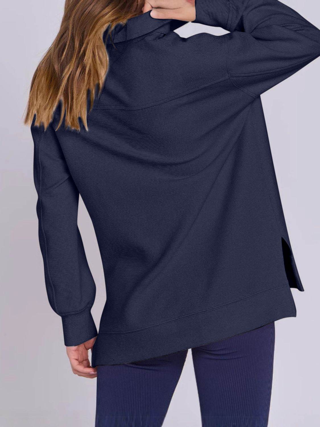 ฺHigh-Low Quarter Zip Long Sleeve Sweatshirt - Hovatok