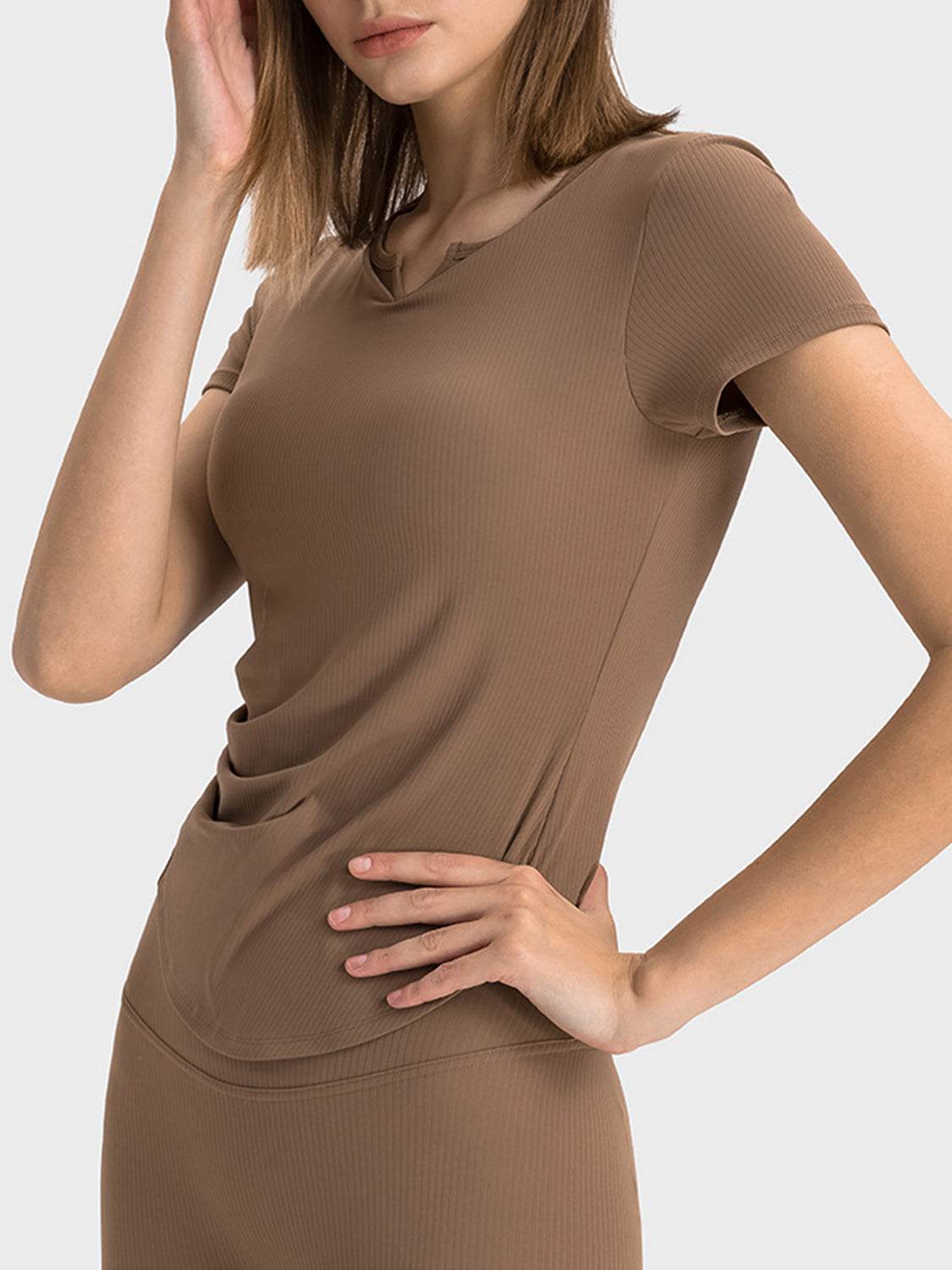 Millennia Notched Short Sleeve Active T-Shirt - Hovatok