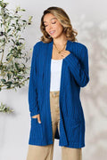 Basic Bae Full Size Ribbed Open Front Cardigan with Pockets - Hovatok