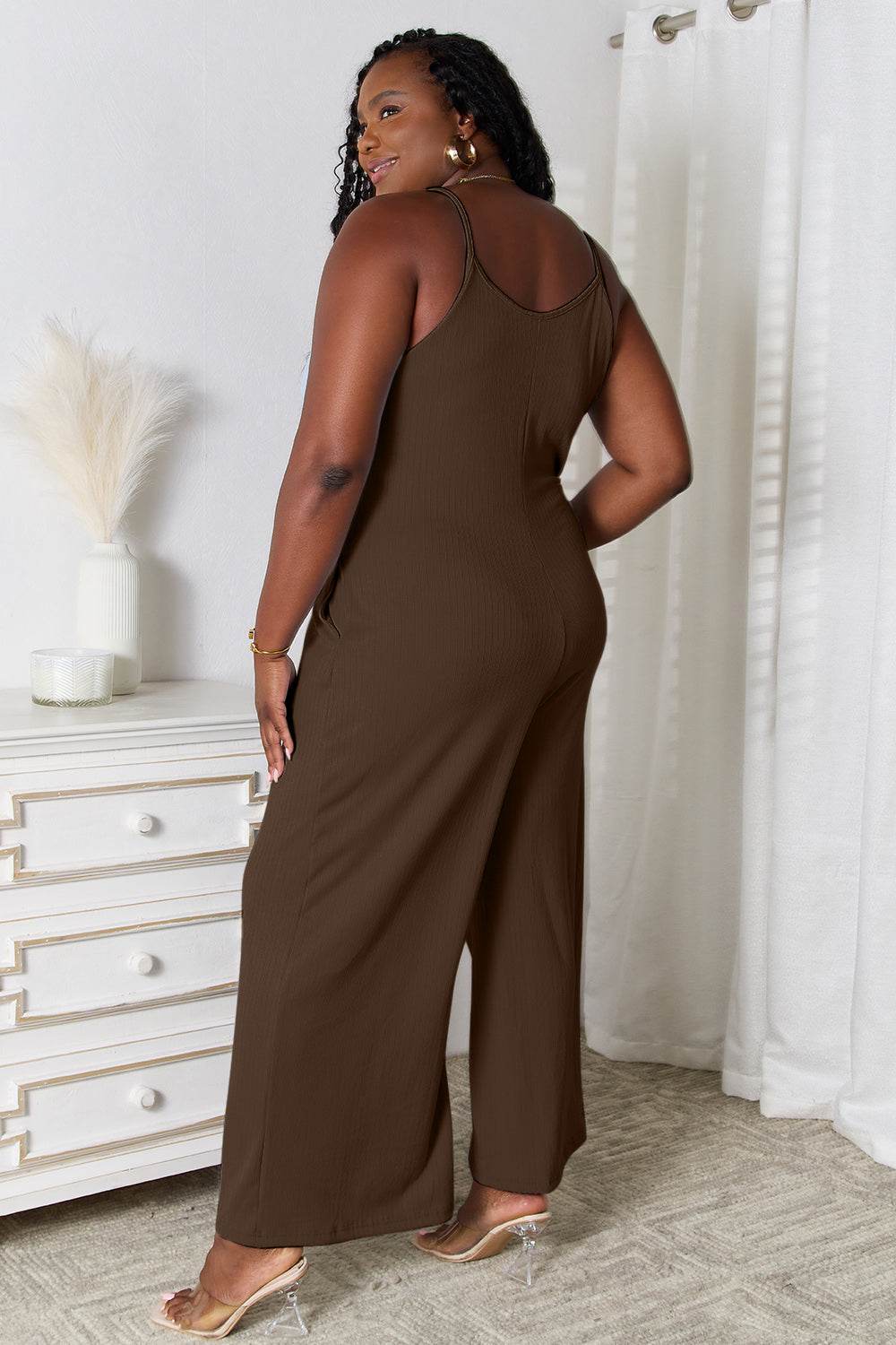Basic Bae Full Size Spaghetti Strap V-Neck Jumpsuit - Hovatok