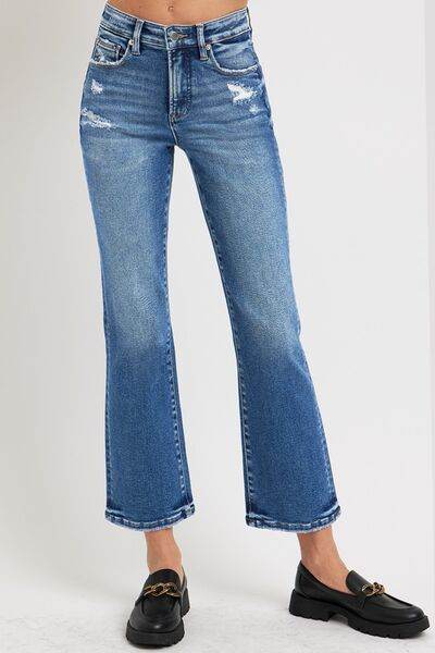 RISEN Full Size Tummy Control High Rise Crop Bootcut Jeans - Hovatok