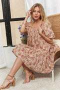 ADORA Floral Square Neck Puff Sleeve Dress - Hovatok