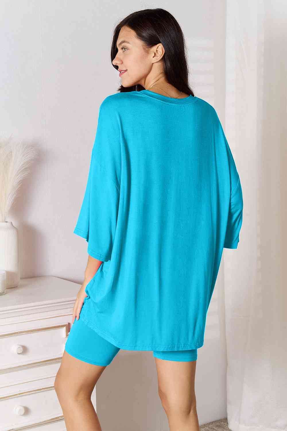 Basic Bae Full Size Soft Rayon Three-Quarter Sleeve Top and Shorts Set - Hovatok
