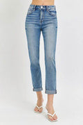 Risen Full Size High Rise Cropped Roll Up Jeans - Hovatok