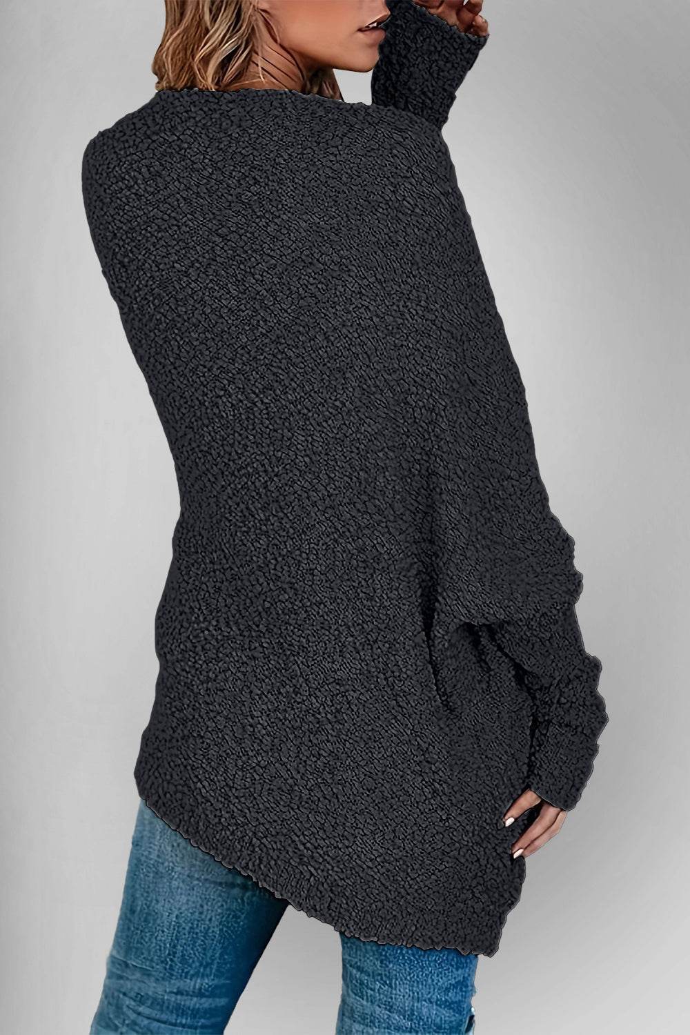 Double Take Pocketed Open Front Long Sleeve Cardigan - Hovatok