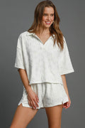 Umgee Floral Elastic Waist Jacquard Shorts with Pockets - Hovatok