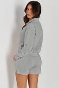 Half Button Sweatshirt and Shorts Active Set - Hovatok