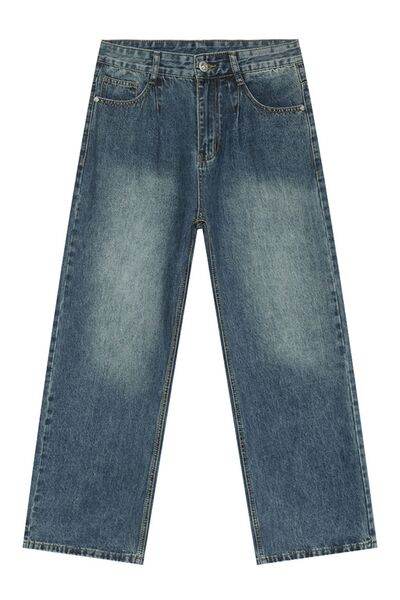 Mid Rise Wide Leg Jeans with Pockets - Hovatok