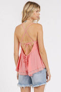 Mittoshop Crisscross Back Lace Detail V-Neck Cami - Hovatok