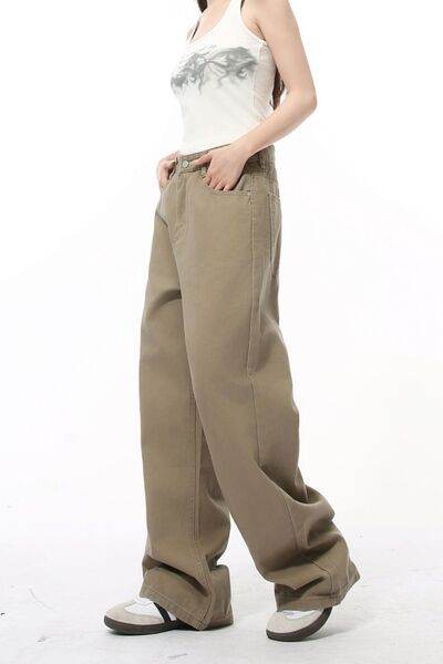 Pocketed Wide Leg Men's Jeans - Hovatok