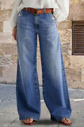 Pocketed Embroidered Straight Leg Jeans - Hovatok