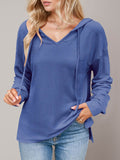 Double Take Drawstring Dropped Shoulder Long Sleeve Hoodie - Hovatok