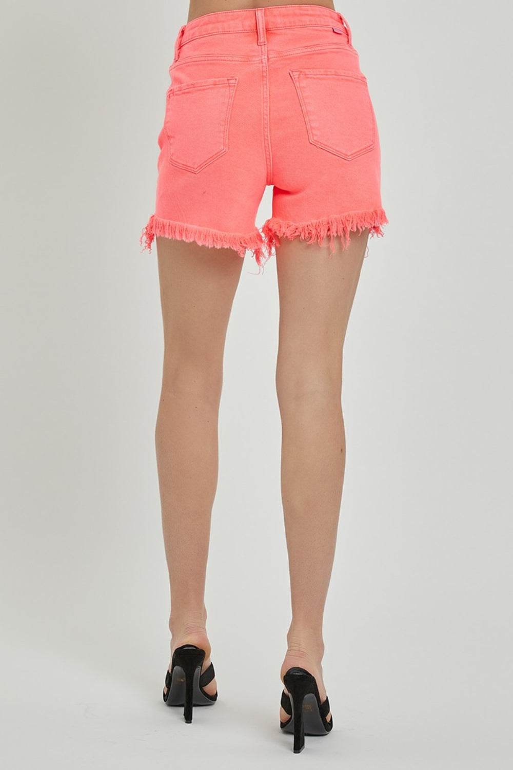 RISEN Raw Hem Asymmetrical Waist Denim Shorts - Hovatok