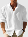 Men's Full Size Collared Neck Button Down Long Sleeve Shirt Plus Size - Hovatok