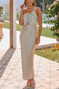 Knotted Single Shoulder Maxi Dress - Hovatok