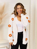 Angel Wings Flower Dropped Shoulder Open Front Cardigan - Hovatok