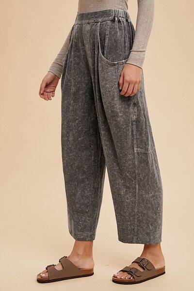Annie Wear Mineral Washed Elastic Waist Pants - Hovatok