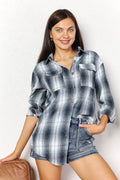 Mandy Plaid Dropped Shoulder Shirt - Hovatok