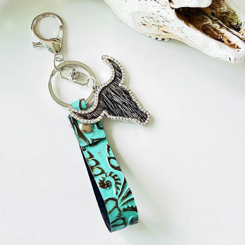 Rhinestone Bull Keychain - Hovatok