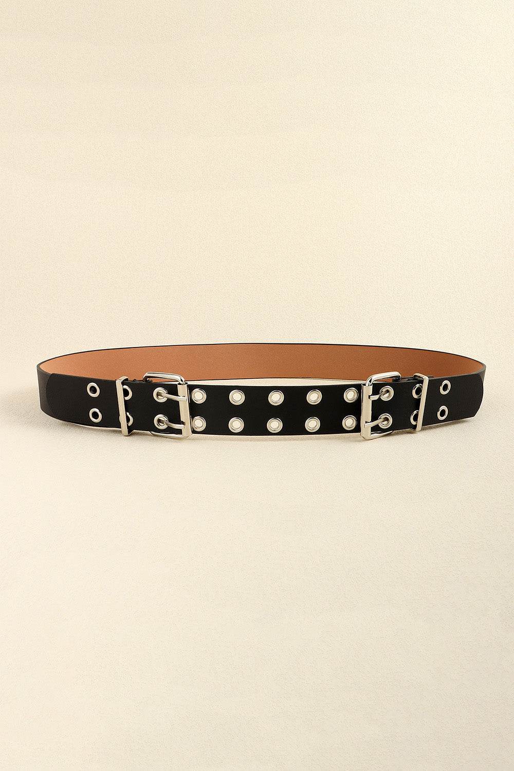 PU Leather Two Row Eyelet Belt - Hovatok