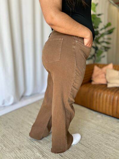 RFM Full Size High Rise Garment Dye Wide Leg Jeans - Hovatok