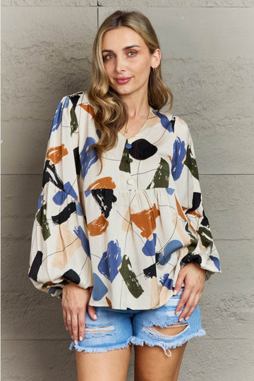 Hailey & Co Wishful Thinking Multi Colored Printed Blouse - Hovatok