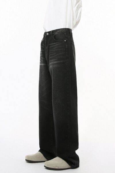 Wide Straight Jeans with Pockets - Hovatok