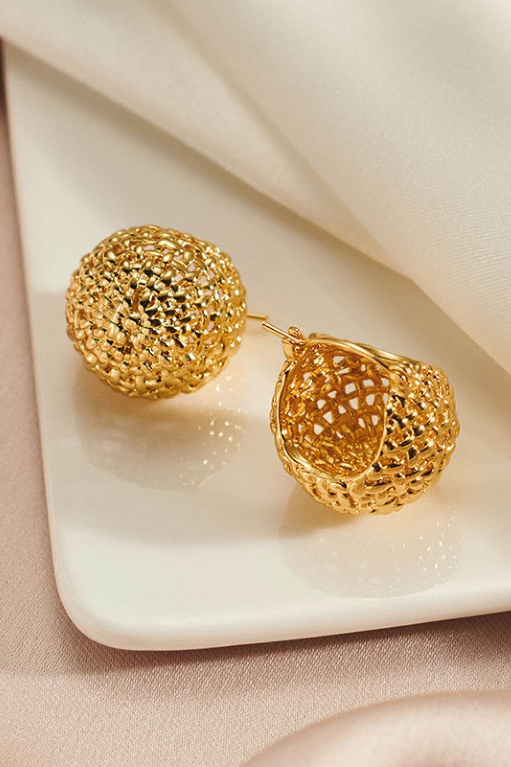 Braided Basket Metal Hoop Earrings - Hovatok