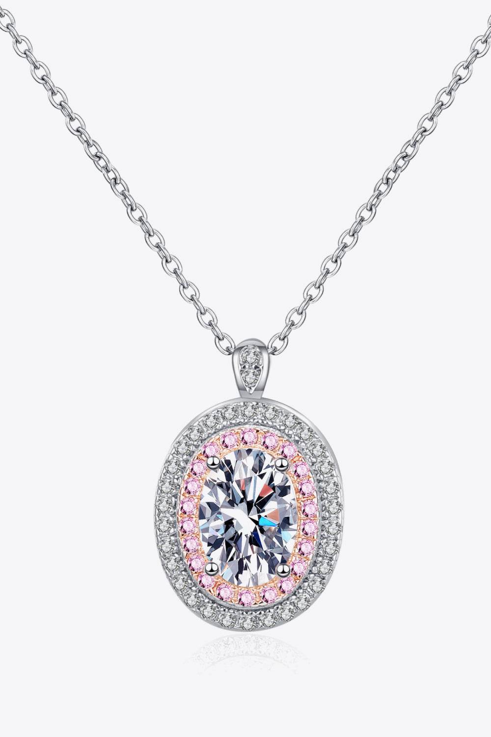 Adored 925 Sterling Silver Rhodium-Plated 1 Carat Moissanite Pendant Necklace - Hovatok
