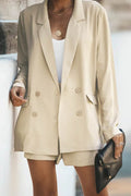 Longline Blazer and Shorts Set with Pockets - Hovatok