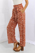 Heimish Right Angle Full Size Geometric Printed Pants in Red Orange - Hovatok