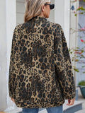 Leopard Button Up Drop Shoulder Denim Jacket - Hovatok