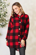 Heimish Full Size Plaid Button Front Hooded Shirt - Hovatok