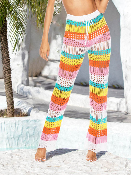 Cutout Contrast High Waist Swim Pants - Hovatok