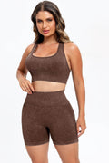 3 Piece Washed Square Neck Wide Strap Active Set - Hovatok