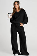 V-Neck Long Sleeve Top and Pants Active Set - Hovatok