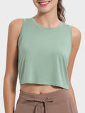 Millennia Drawstring Cutout Round Neck Active Tank - Hovatok