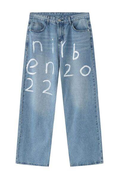 Men's Graffiti Wide Leg Jeans - Hovatok