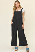 Double Take Full Size Texture Sleeveless Wide Leg Overall - Hovatok
